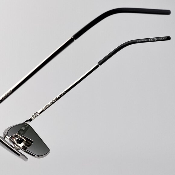 Saint Laurent SL637 002 Women’s Cat Eye Sunglasses Silver Frame Grey Lenses main image 9